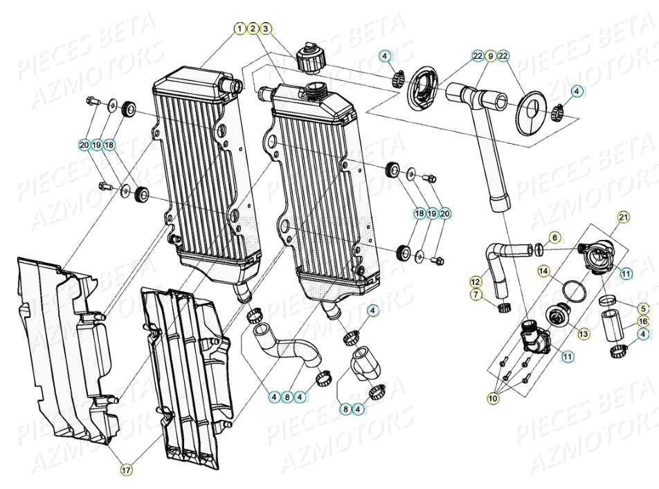 Radiateur AZMOTORS PiÃ¨ces BETA RR 4T RACING 430 - (2020)

