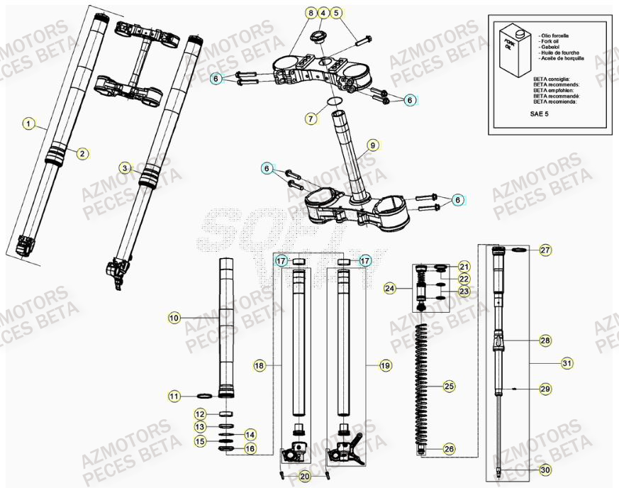 Fourche AZMOTORS PiÃ¨ces BETA RR 4T RACING 430 - (2021)

