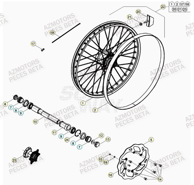 Roue Avant AZMOTORS PiÃ¨ces BETA RR 4T RACING 430 - (2021)

