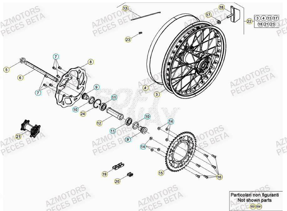 Roue Arriere AZMOTORS PiÃ¨ces BETA RR 4T RACING 430 - (2022)


