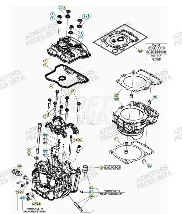 Cylindre AZMOTORS PiÃ¨ces BETA RR 4T RACING 430 - (2023)

