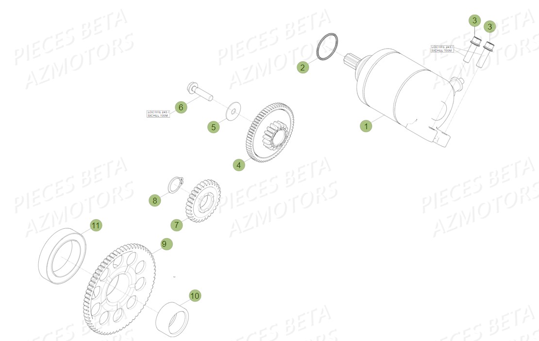 Demarreur Rr 450 AZMOTORS PiÃ¨ces Beta RR 4T 450 Enduro - 2010
