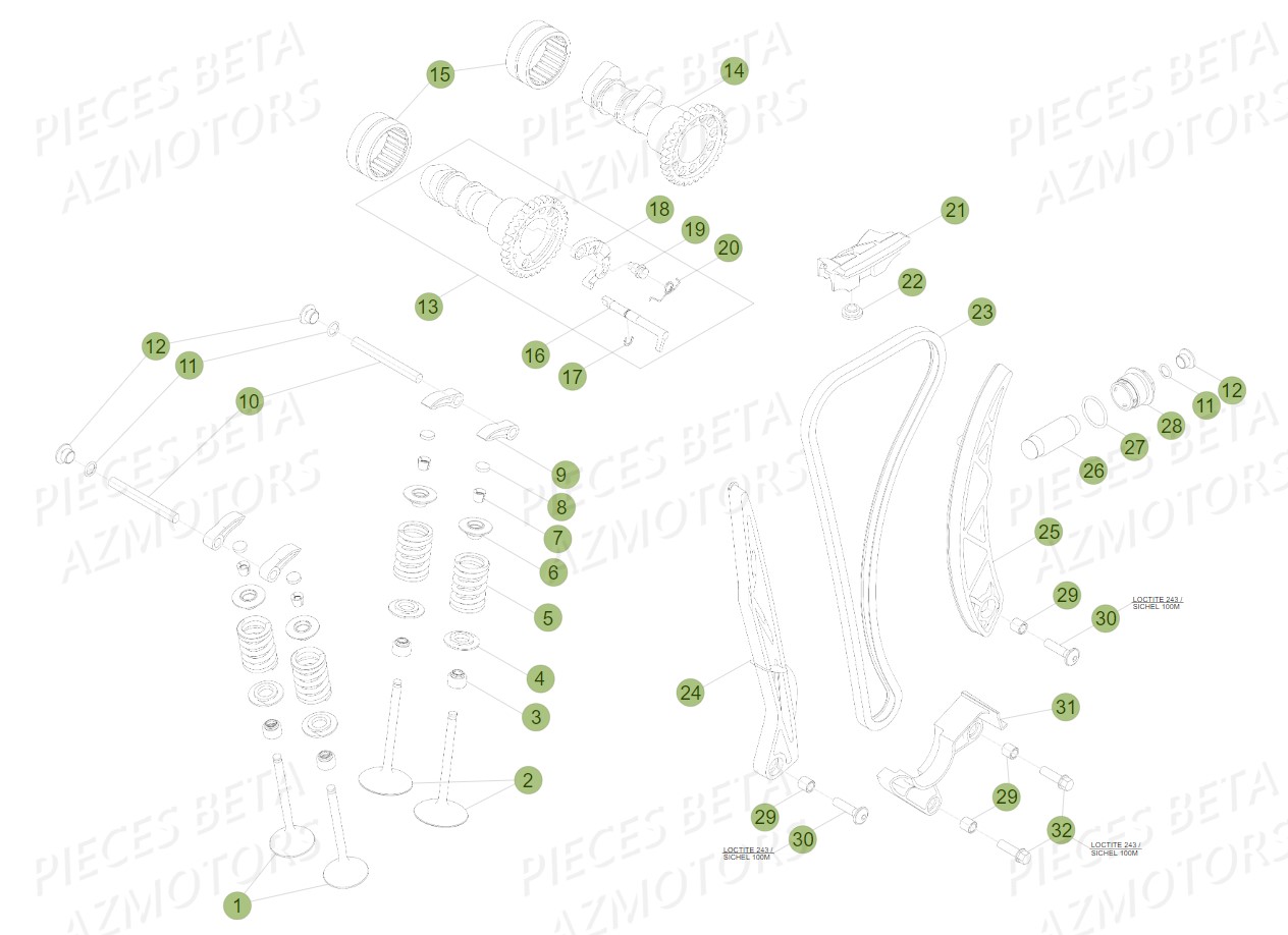 Soupapes Distribution AZMOTORS PiÃ¨ces Beta RR 4T 450 Enduro - 2010