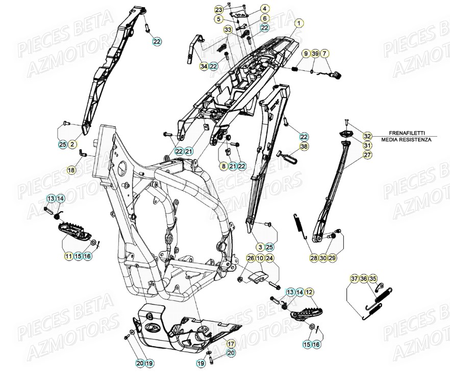 Accessoires Du Chassis AZMOTORS PiÃ¨ces Beta RR 4T 480 Enduro - (2021)