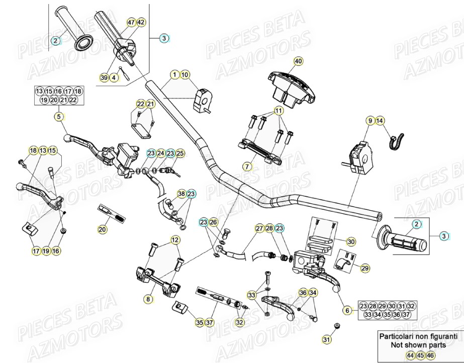 Commandes Guidon AZMOTORS PiÃ¨ces Beta RR 4T 480 Enduro - (2021)