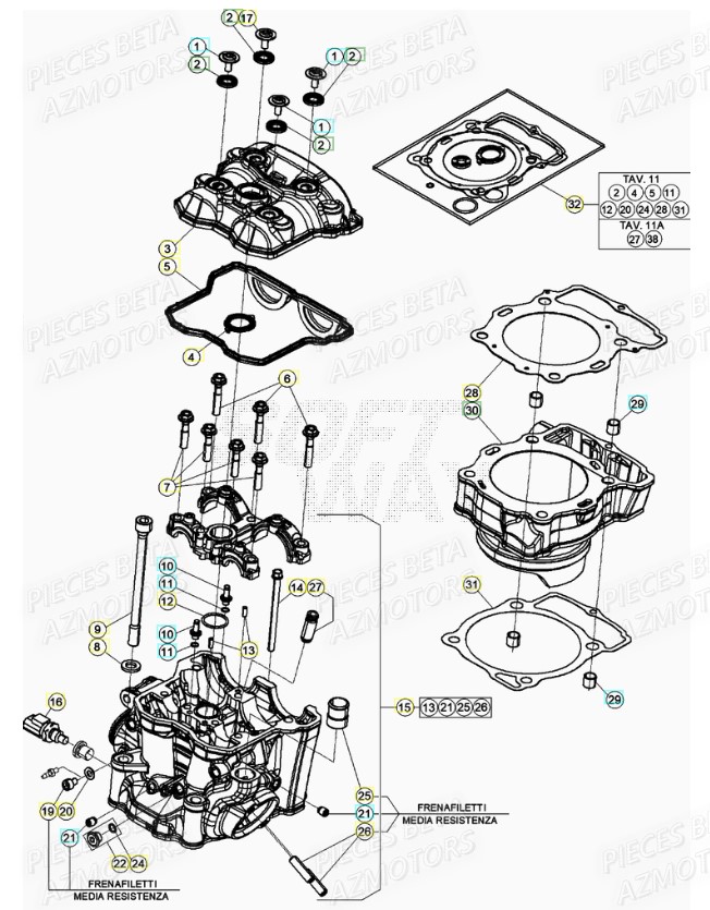 Cylindre Culasse AZMOTORS PiÃ¨ces Beta RR 4T 480 Enduro - (2021)