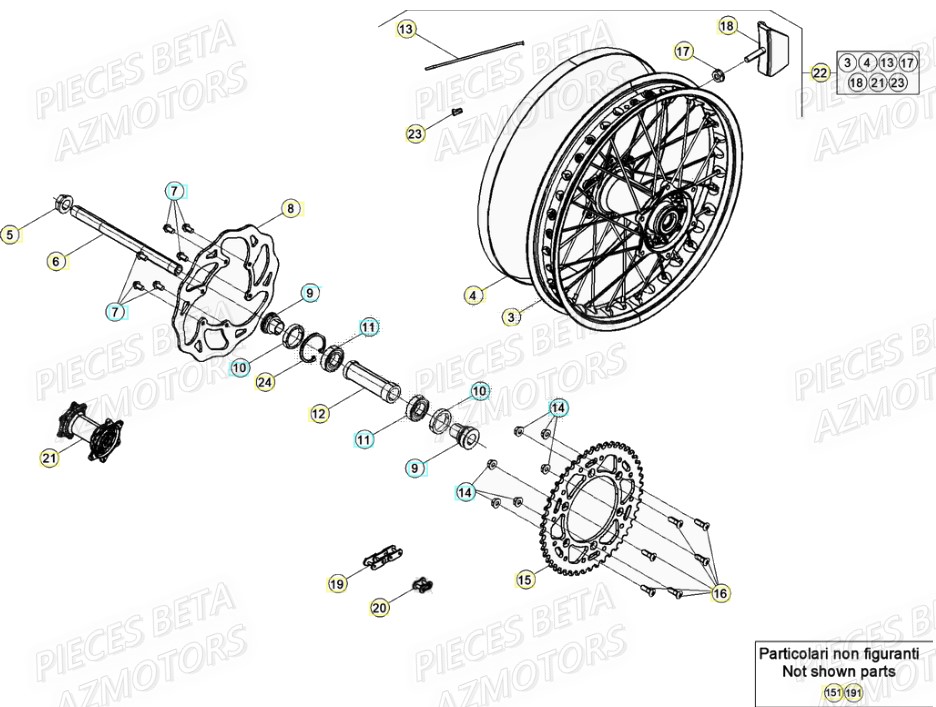 Roue  Arriere AZMOTORS PiÃ¨ces Beta RR 4T 480 Enduro - (2021)
