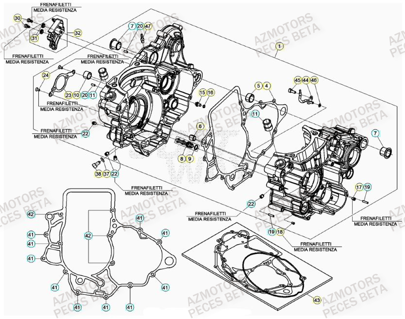 Carter Moteur AZMOTORS PiÃ¨ces Beta RR 4T 480 Enduro - (2022)