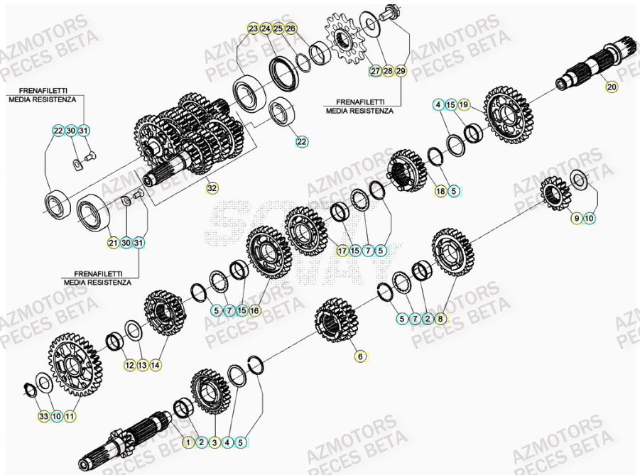 Transmission AZMOTORS PiÃ¨ces Beta RR 4T 480 Enduro - (2022)