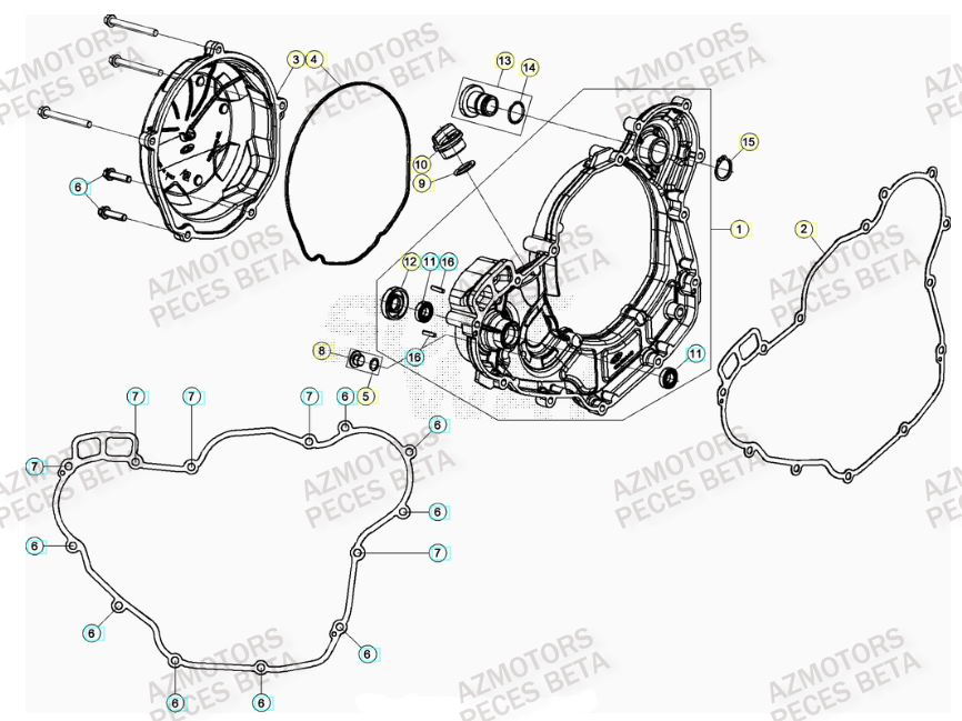 Couvercle Embrayage AZMOTORS PiÃ¨ces Beta RR 4T 480 Enduro - (2023)