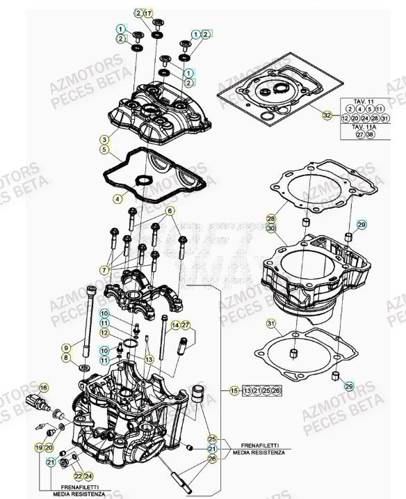 Cylindre AZMOTORS PiÃ¨ces Beta RR 4T 480 Enduro - (2023)