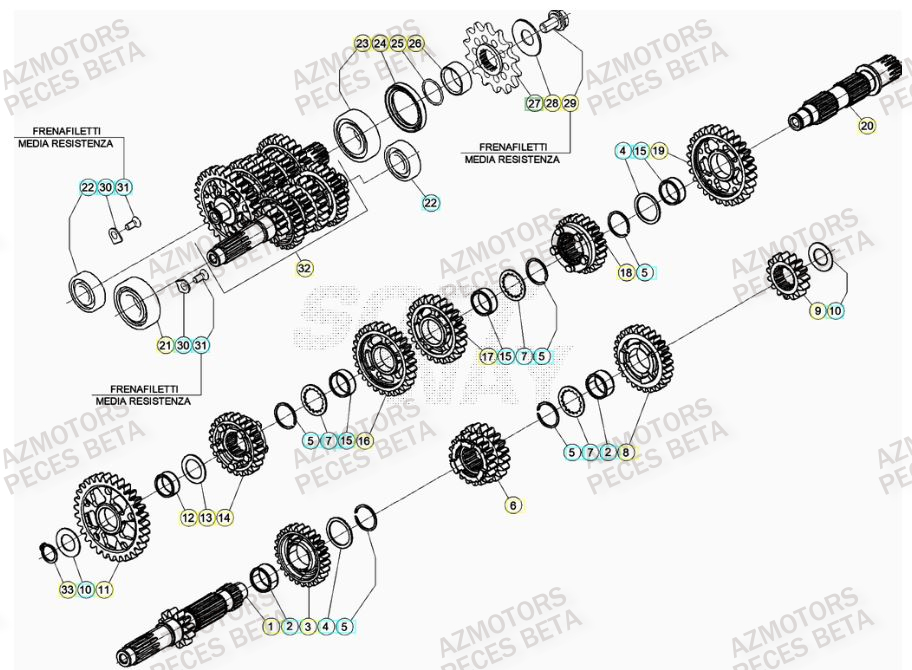Transmission AZMOTORS PiÃ¨ces Beta RR 4T 480 Enduro - (2023)