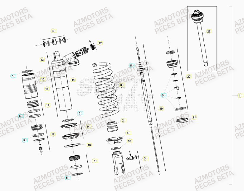 Amortisseur AZMOTORS PiÃ¨ces BETA RR 4T 480 RACING - (2016)

