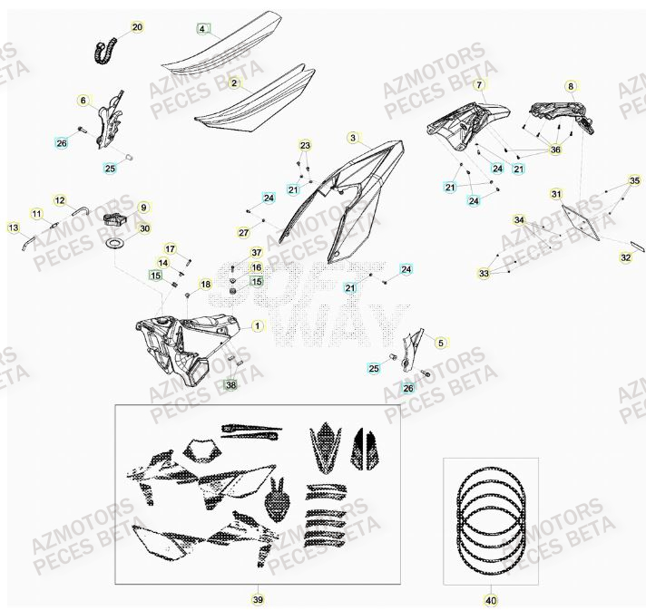 Carenage Arriere AZMOTORS PiÃ¨ces BETA RR 4T 480 RACING - (2016)

