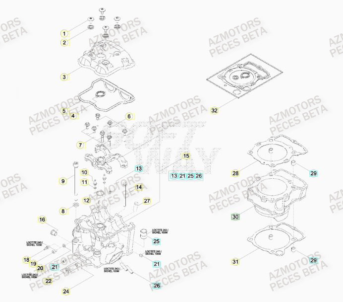 Cylindre AZMOTORS PiÃ¨ces BETA RR 4T 480 RACING - (2016)

