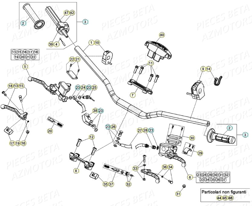 Commandes Guidon AZMOTORS PiÃ¨ces BETA RR 4T RACING 480 - (2020)

