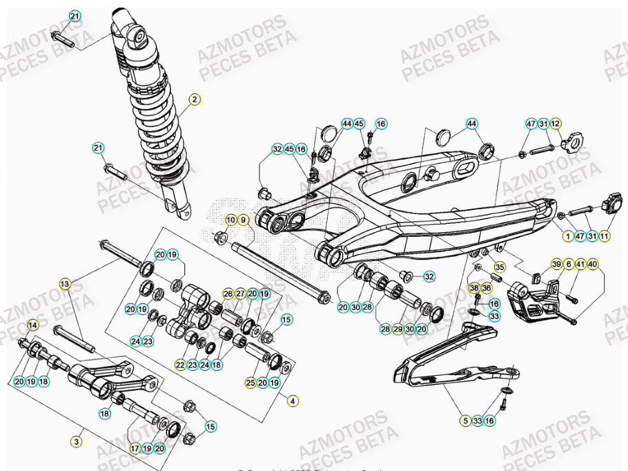 Bras Oscillant AZMOTORS PiÃ¨ces BETA RR 4T RACING 480 - (2021)

