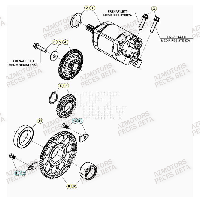 Demarreur AZMOTORS PiÃ¨ces BETA RR 4T RACING 480 - (2023)

