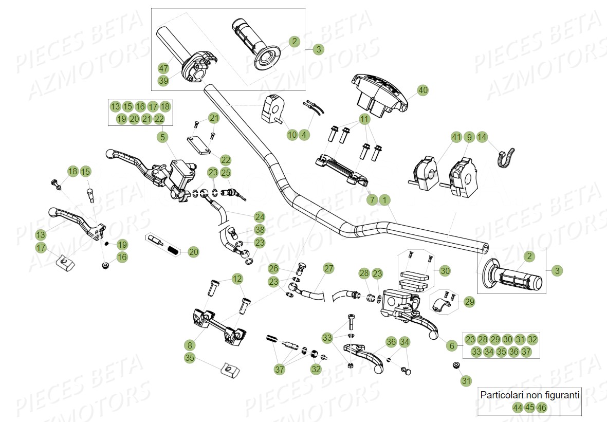 Guidon Commandes AZMOTORS PiÃ¨ces Beta RR 4T 350 Enduro - 2018