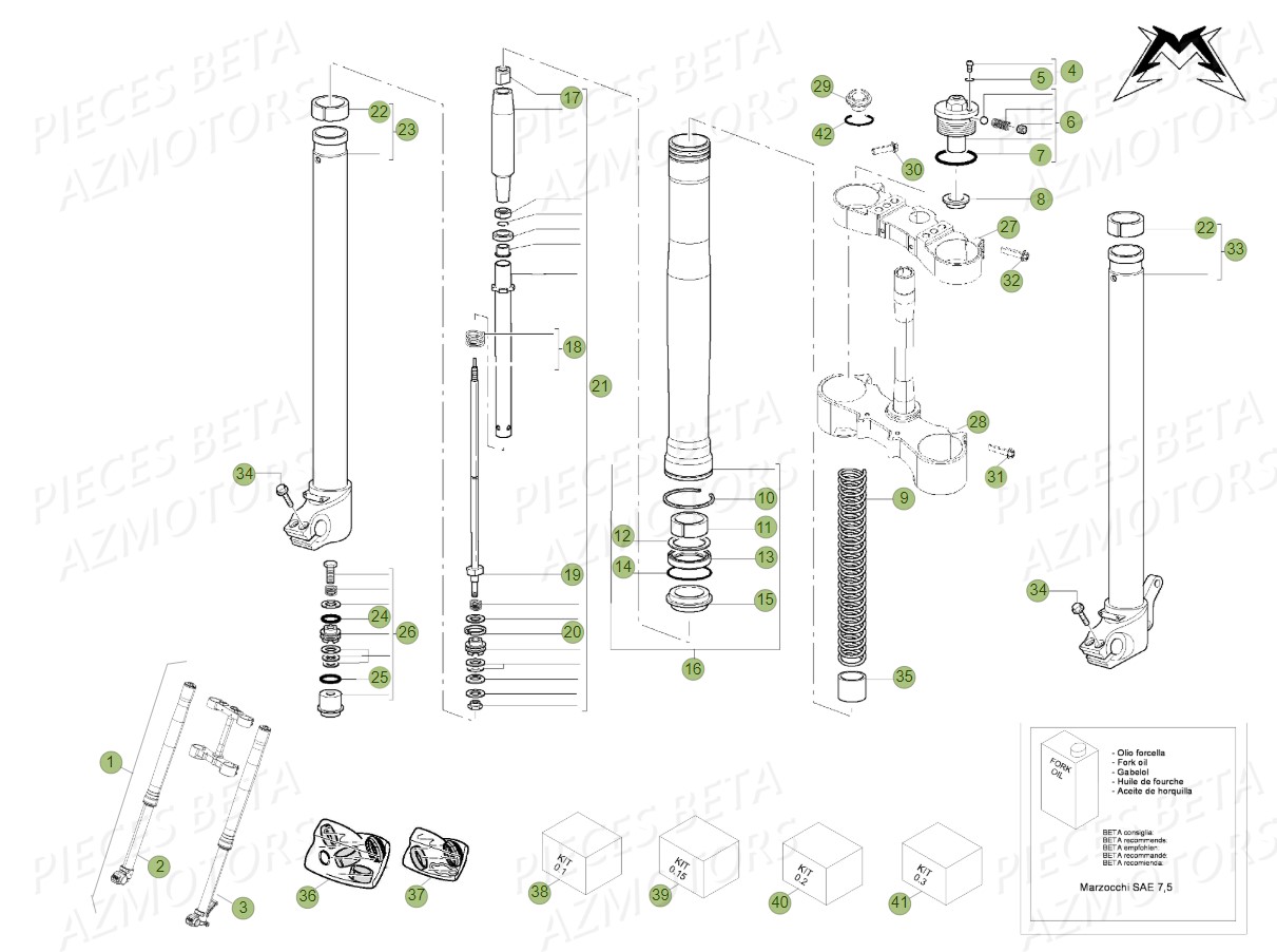 Fourche No Serie 0 A 100592 AZMOTORS PiÃ¨ces Beta RR 4T 400 Enduro - 2011