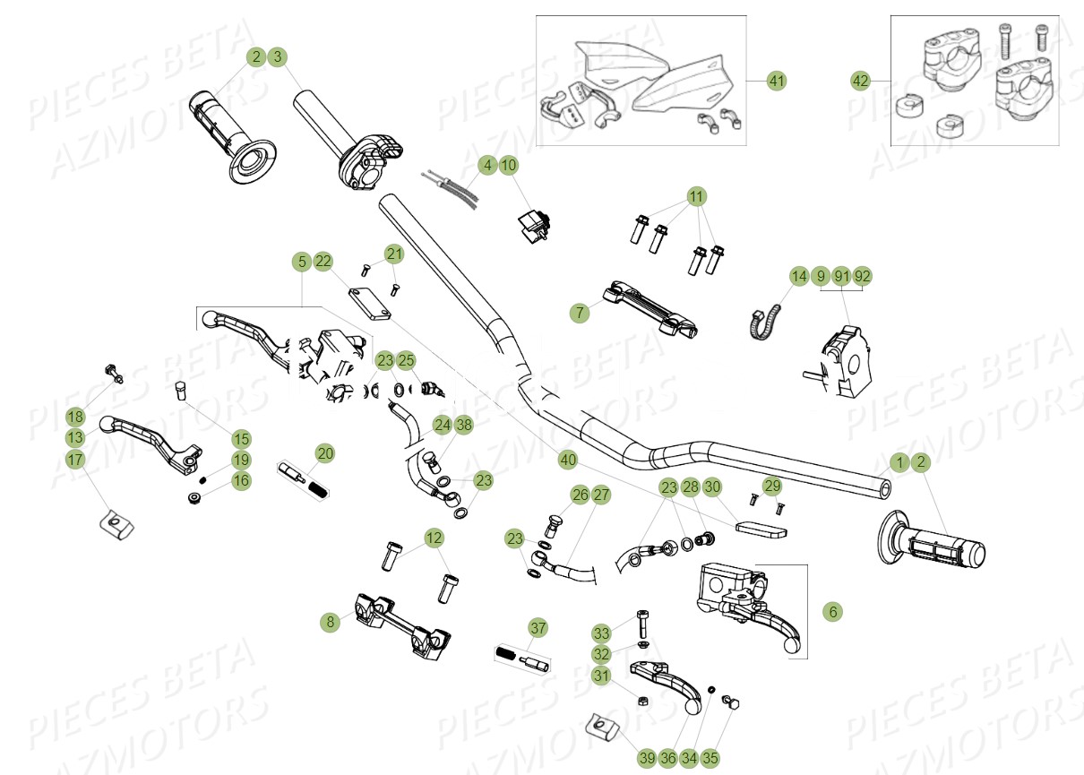 Guidon Commandes AZMOTORS PiÃ¨ces Beta RR 4T 400 Enduro - 2011