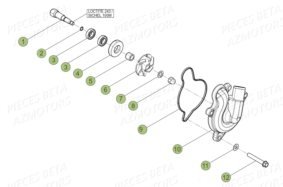 Pompe A Eau AZMOTORS PiÃ¨ces Beta RR 4T 400 Enduro - 2011