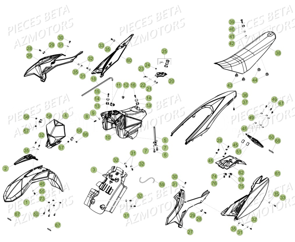 Carenages Reservoir Selle AZMOTORS PiÃ¨ces Beta RR 50 SPORT - 2018