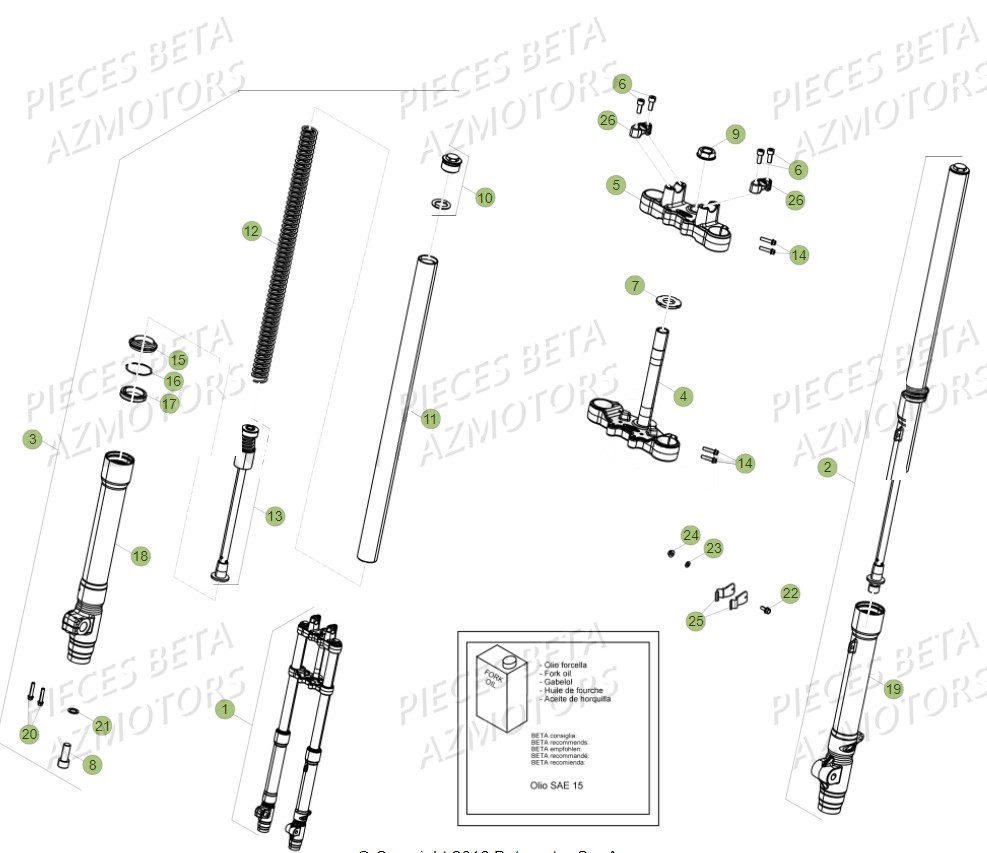 Fourche AZMOTORS PiÃ¨ces Beta RR 50 SPORT - 2018