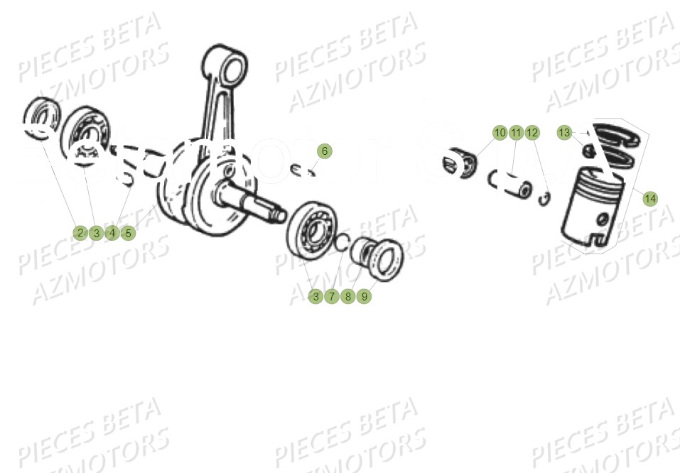 Vilebrequin Piston Contre Arbre AZMOTORS PiÃ¨ces Beta RR 50 SPORT - 2018