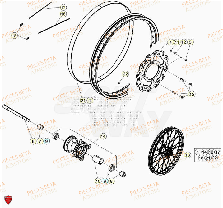 Roue Avant AZMOTORS PiÃ¨ces Beta RR 50 SPORT - 2023-2024