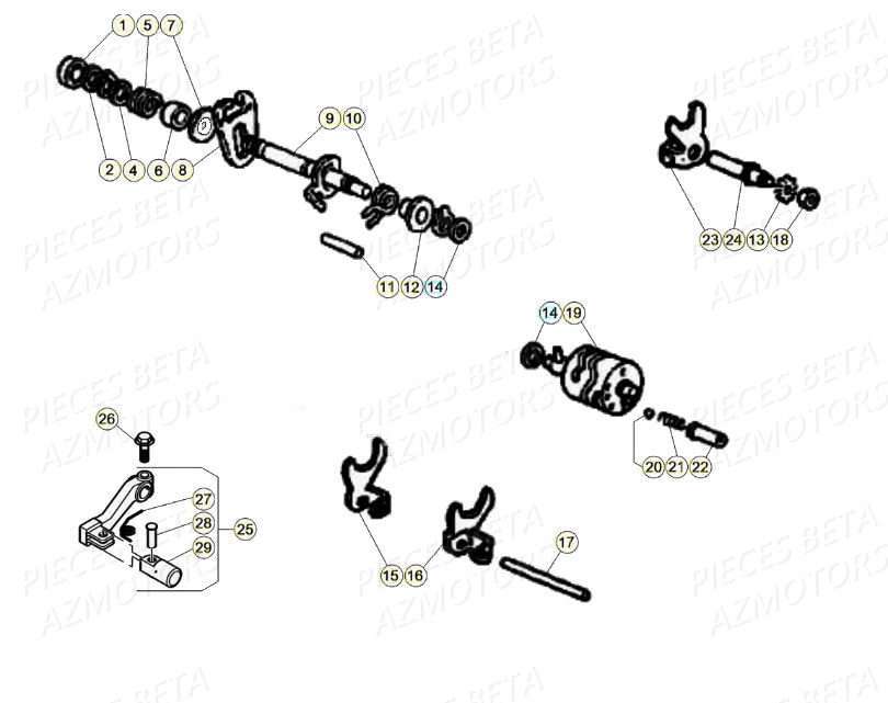 Commande Boite A Vitesses Selecteur AZMOTORS PiÃ¨ces Beta RR 50 STANDARD - 2020