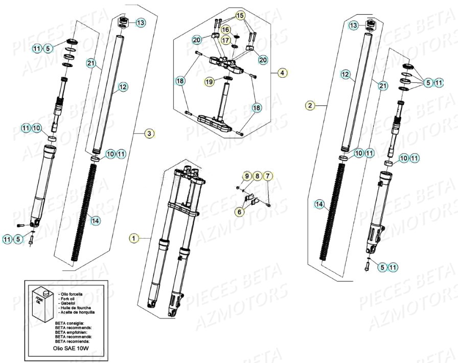 Fourche Rr Standard AZMOTORS PiÃ¨ces Beta RR 50 STANDARD - 2020