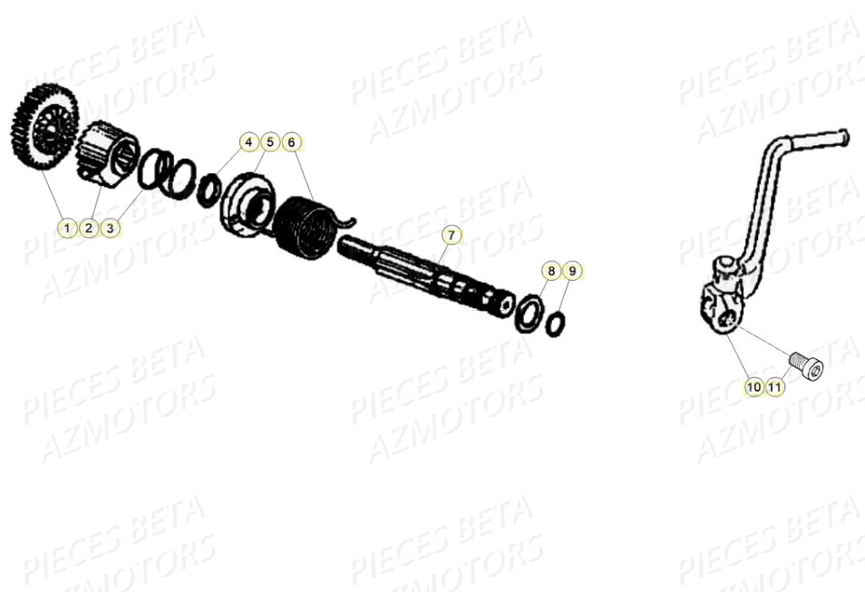 Kick Starter AZMOTORS PiÃ¨ces Beta RR 50 STANDARD - 2020