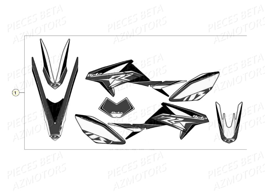 Stickers Autocollants Rr 50 Blanc AZMOTORS PiÃ¨ces Beta RR 50 STANDARD - 2020