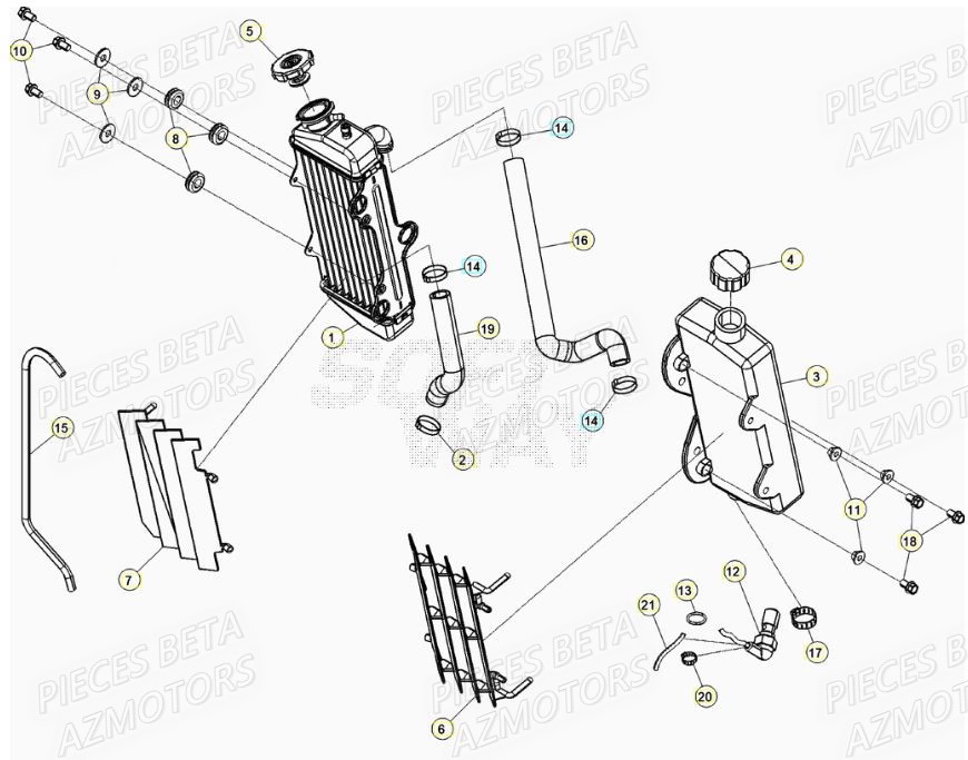 Radiateur AZMOTORS PiÃ¨ces Beta RR 50 STANDARD - 2021-2022