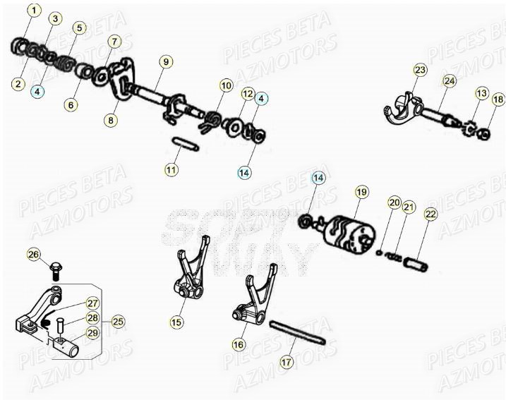 Selecteur De Vitesses AZMOTORS PiÃ¨ces Beta RR 50 STANDARD - 2021-2022