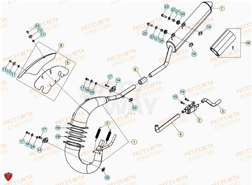 Echappement AZMOTORS PiÃ¨ces Beta RR 50 STANDARD - 2023-2024