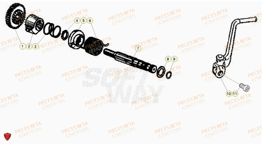 Kick Starter AZMOTORS PiÃ¨ces Beta RR 50 STANDARD - 2023-2024