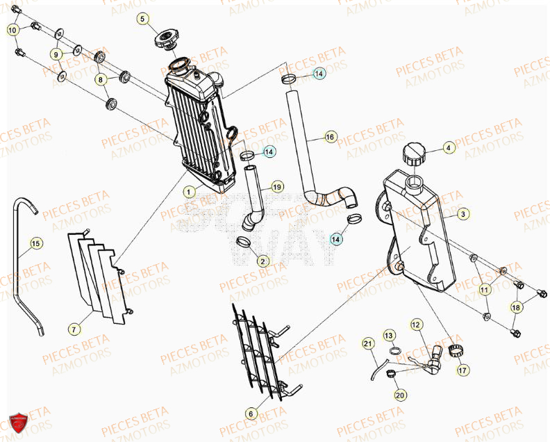 Radiateur AZMOTORS PiÃ¨ces Beta RR 50 STANDARD - 2023-2024