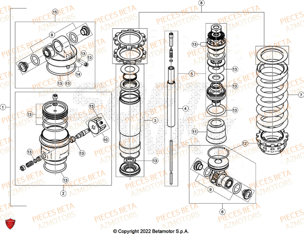 Amortisseur Au Detail AZMOTORS Pieces BETA TRIAL EVO 300 2T FACTORY - (2024)