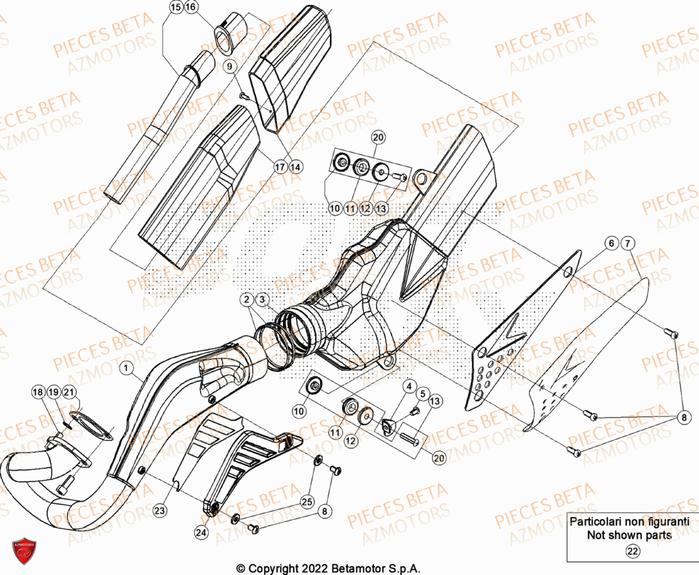 Echappement AZMOTORS Pieces BETA TRIAL EVO 300 2T SS - (2024)