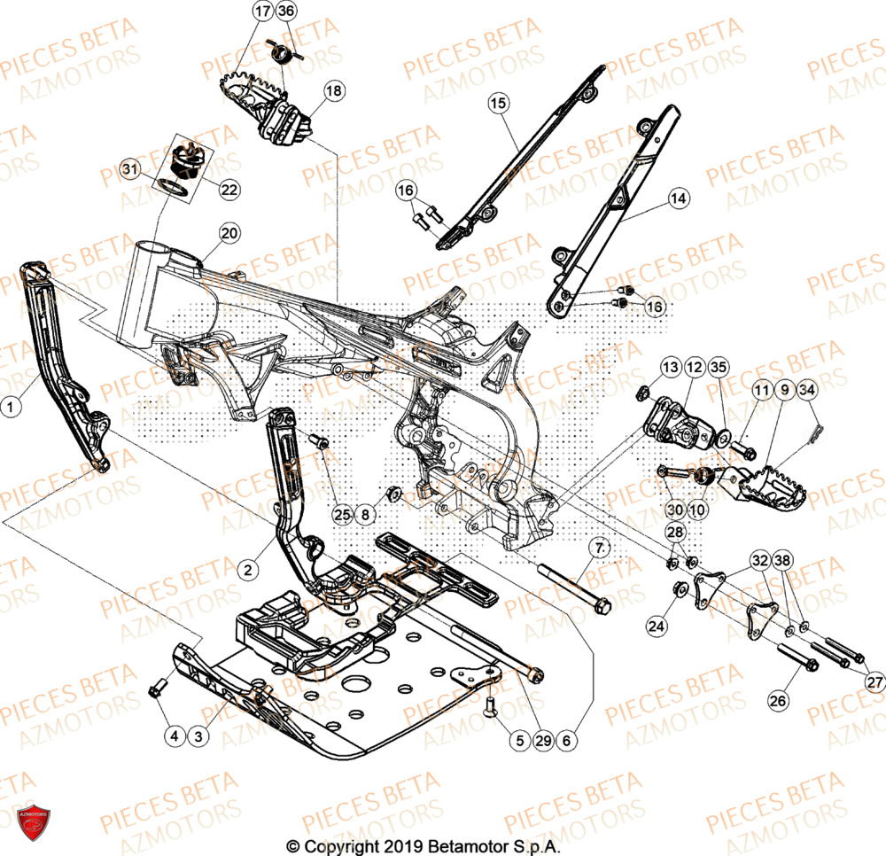 Accessoires De Chassis AZMOTORS Pieces BETA TRIAL EVO 300 4T - (2024)