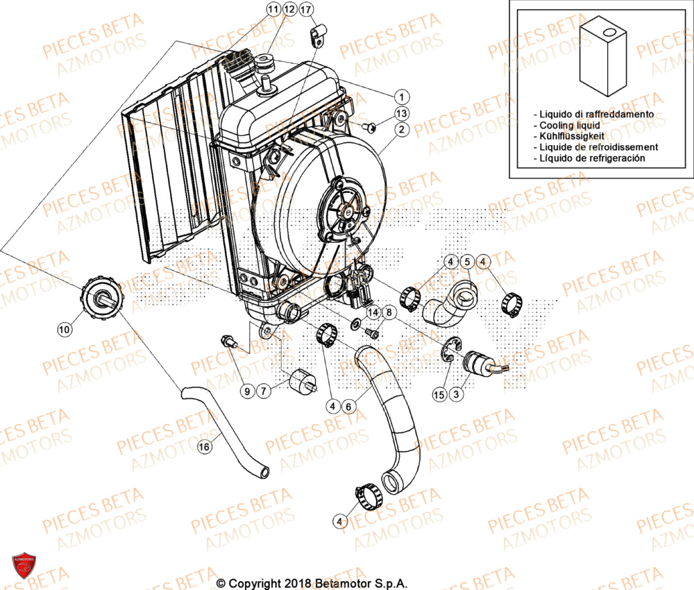 Radiateur AZMOTORS Pieces BETA TRIAL EVO 300 4T - (2024)