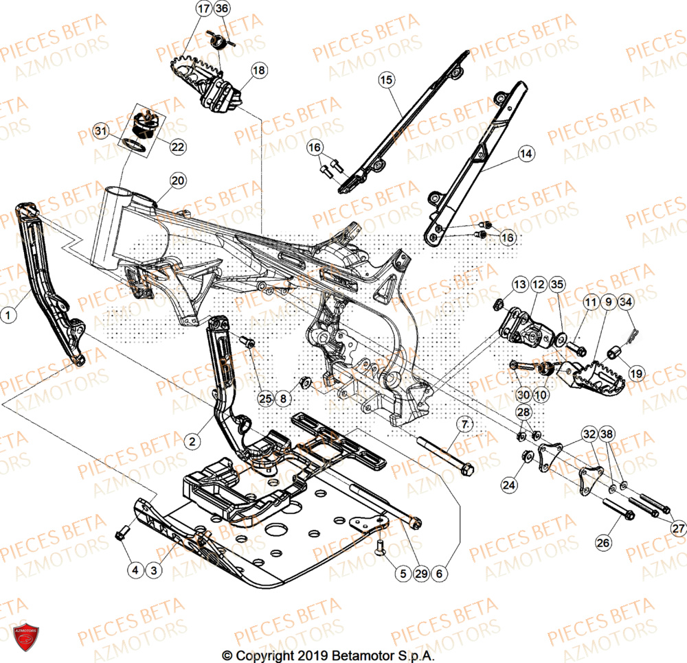 Accessoires De Chassis AZMOTORS Pieces BETA TRIAL EVO 300 4T FACTORY - (2024)

