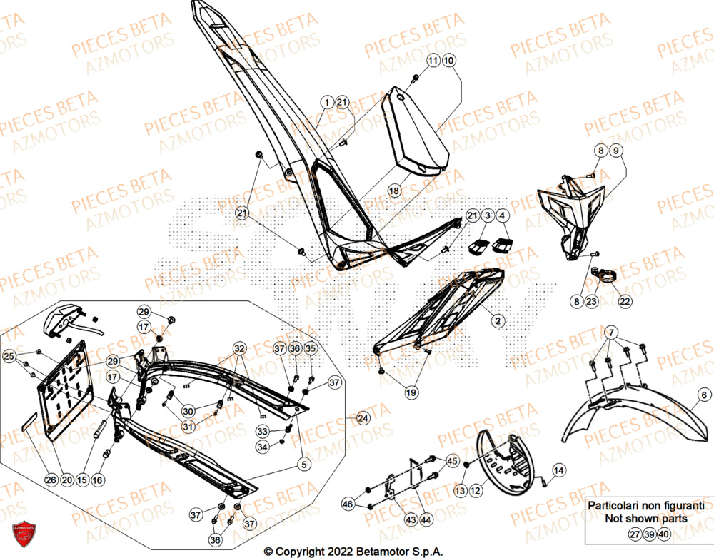 Carenages Avant AZMOTORS Pieces BETA TRIAL EVO 300 4T FACTORY - (2024)
