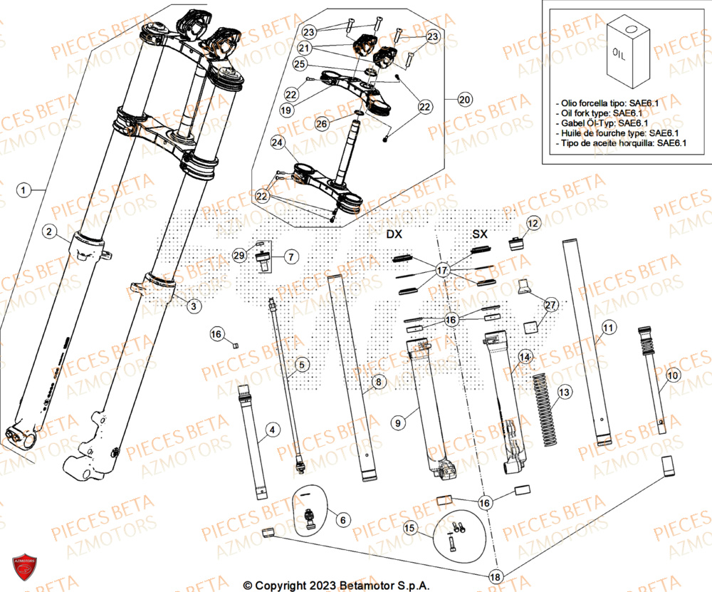 Fourche AZMOTORS Pieces BETA TRIAL EVO 300 4T FACTORY - (2024)
