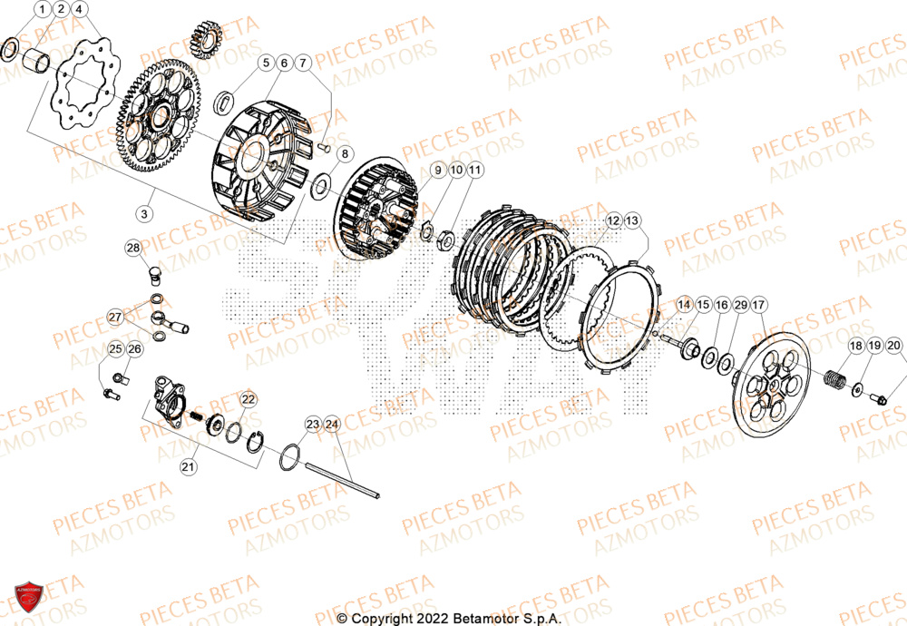 Transmission Embrayage AZMOTORS Pieces BETA TRIAL EVO 300 4T FACTORY - (2024)
