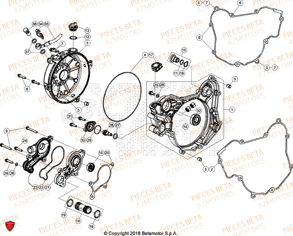 Couvercle Embrayage AZMOTORS Pieces Beta RR 200 X-PRO 2T - 2026