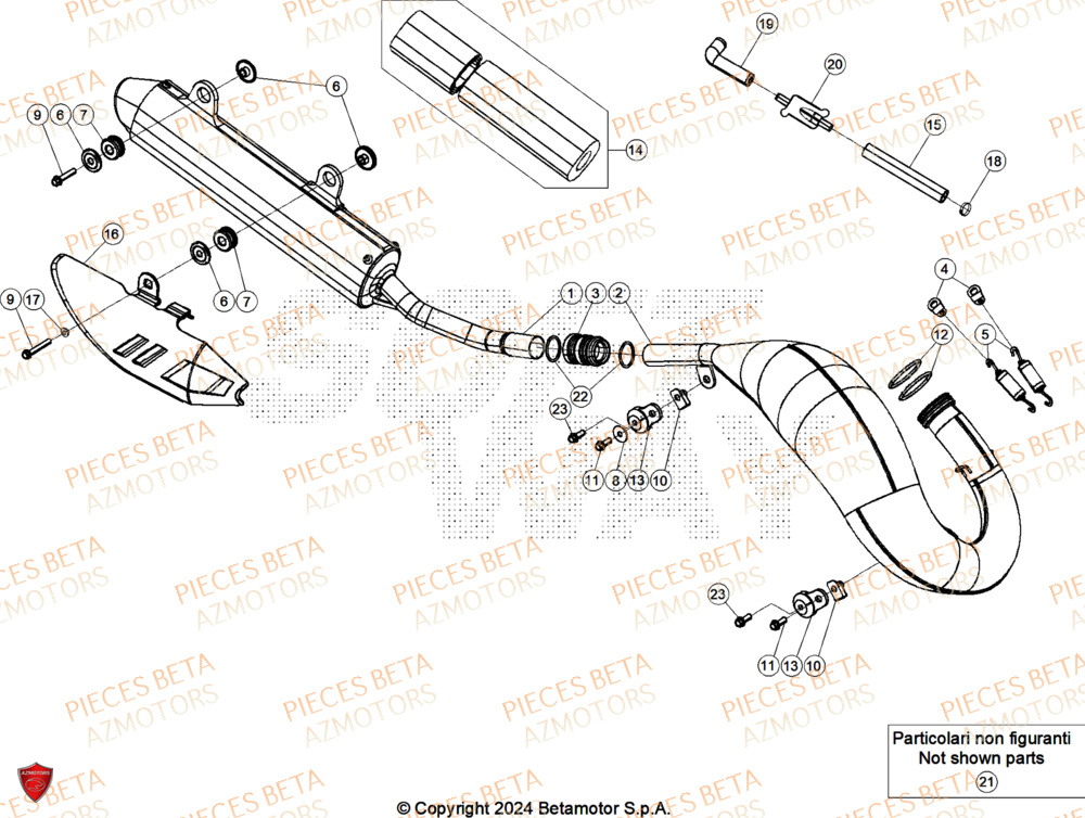 Echappement AZMOTORS Pieces Beta RR 200 X-PRO 2T - 2026