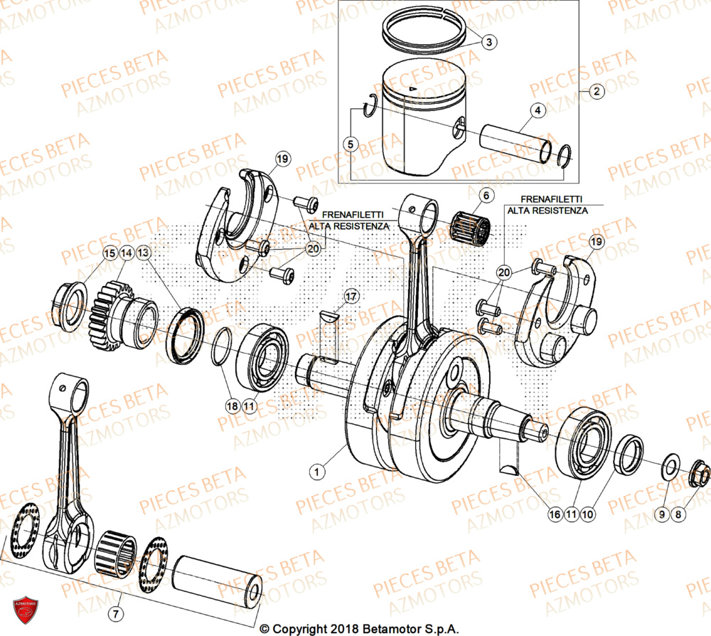 Vilebrequin AZMOTORS Pieces Beta RR 200 X-PRO 2T - 2026